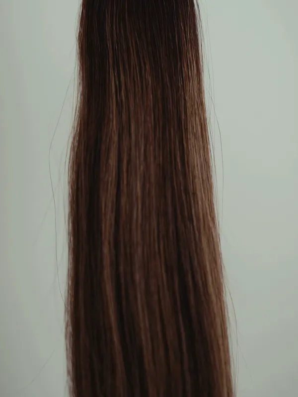 Echthaar-Tresse in Dunkelbraun mit hellerem Verlauf