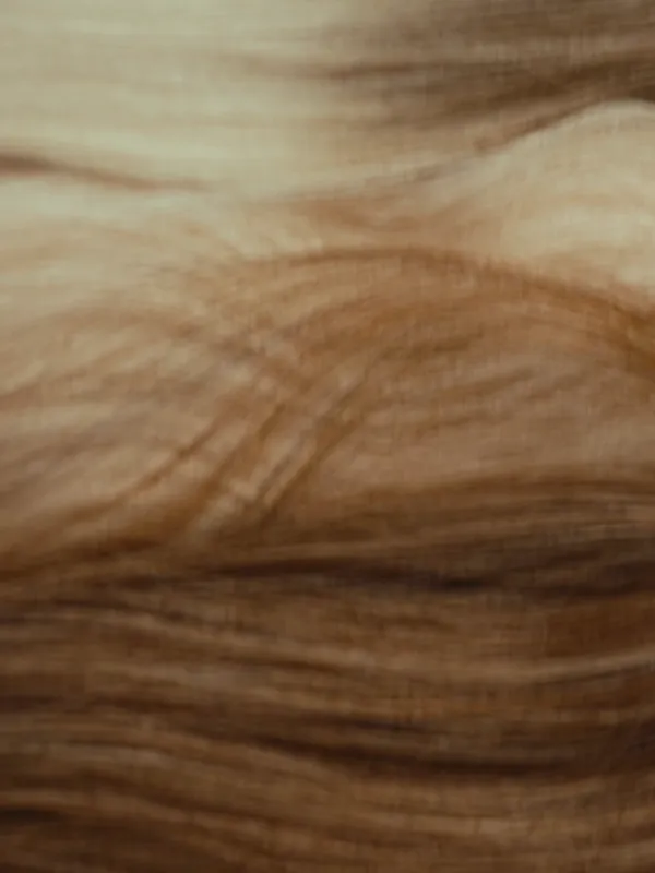 Nahaufnahme von Echthaar in Blond- und Kupfertönen