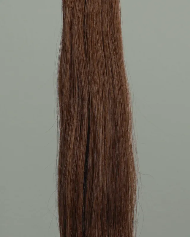 Glatte Echthaar-Tresse in Braun